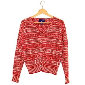 Vintage 90s Polo Sport Red/White Cardigan Sweater